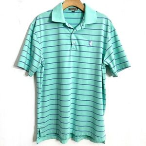 Peter Millar Summer Comfort E4 Performance Polo Shirt Aqua Blue Golf EUC size M